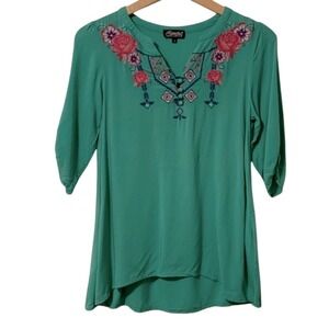 Adorable EUC Cowgirl‎ Hardware Embroidered Blouse Size S